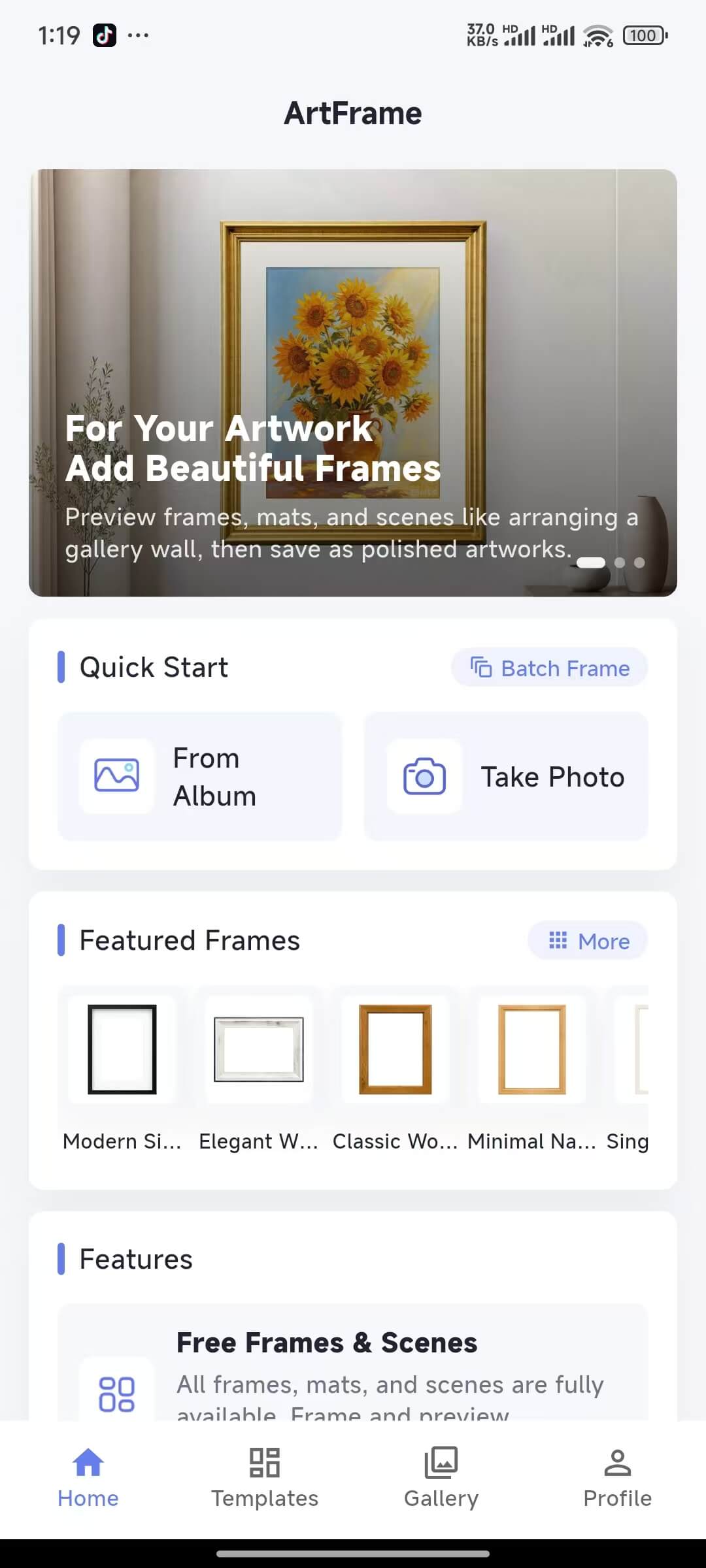Frame Workshop app screenshot